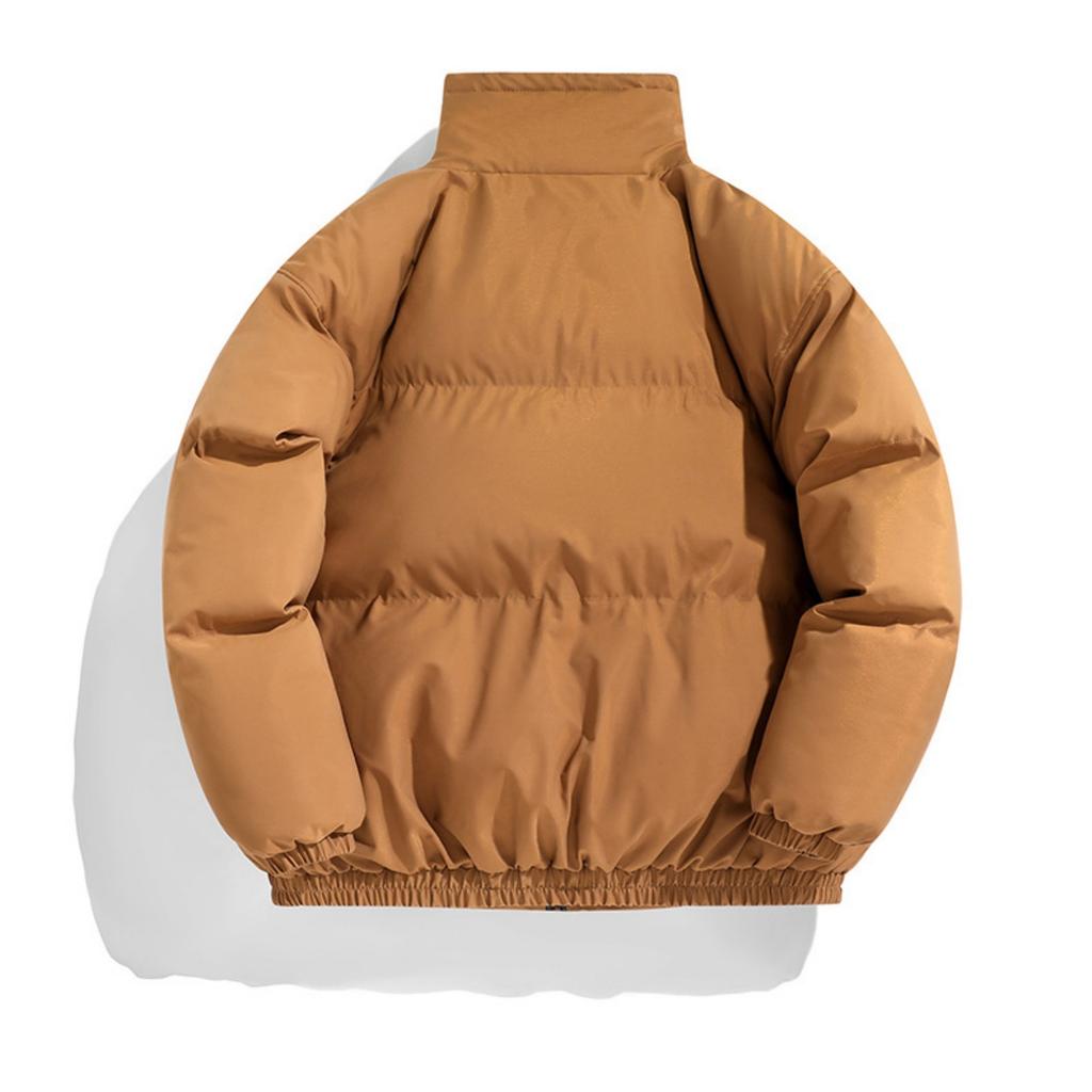 Men's Casual Solid-color High-neck Zipper Cotton-padded Jacket, Men's Thickened Cotton-padded Warm Bread Jacket Jacket