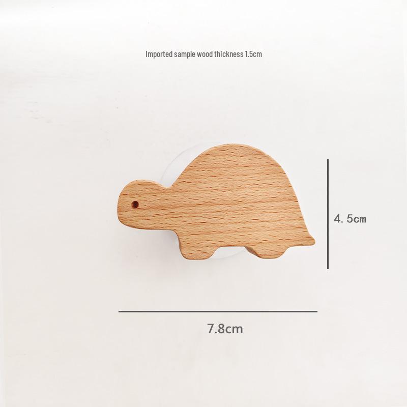 Creative Beech Wood Adhesive Hooks – Funny Animal Design Coat & Hat Hooks for Behind-the-Door Use