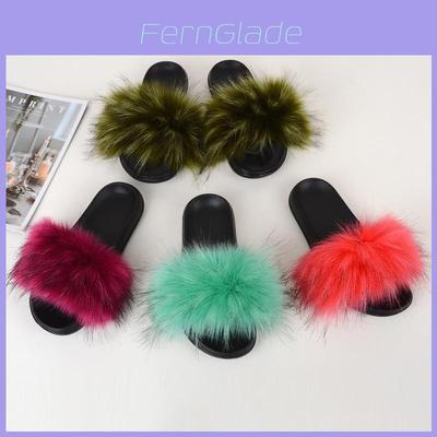 Luxurious Women Faux Fur Slippers With Soft Fluffy Sandals For Home And Outdoor Use
