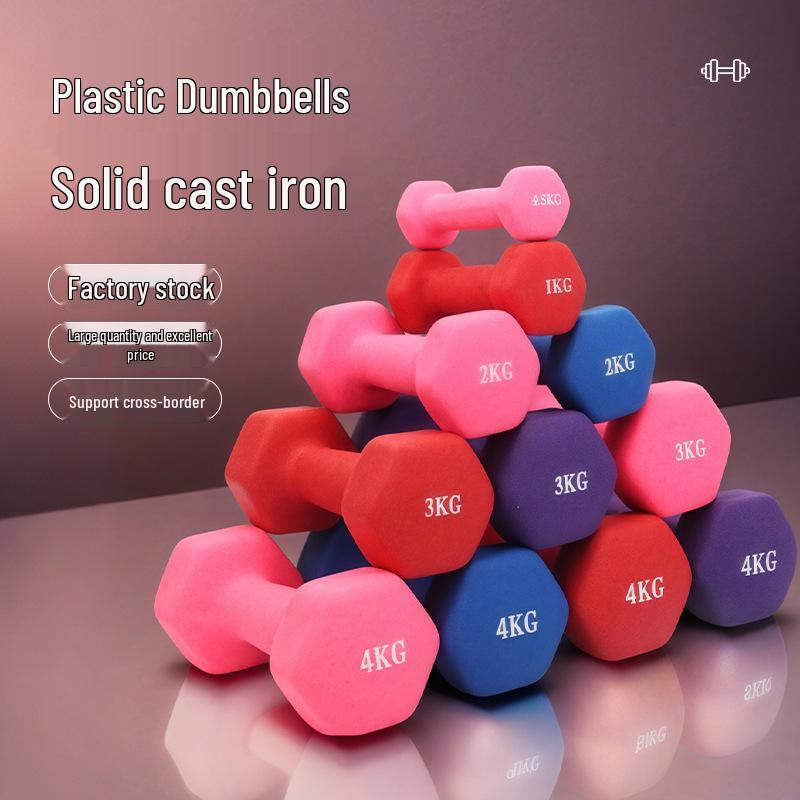Hexagonal Rubber-Coated Dumbbell for Women's Home Fitness - Frosted Cast Iron Handbell Equipment