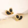 Japan and Korea simple design love stud earrings niche versatile hollow earrings stainless steel dripping oil cold wind women's earrings