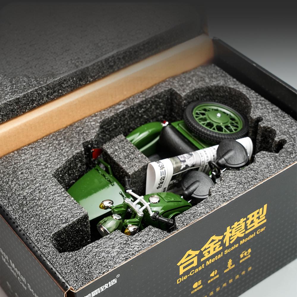 1/10 Ural M72 USSR Sidecar Motorcycle Alloy Metal Diecast Model Motorcycle Sound & Light Children's Toy Car Simulation Ornaments
