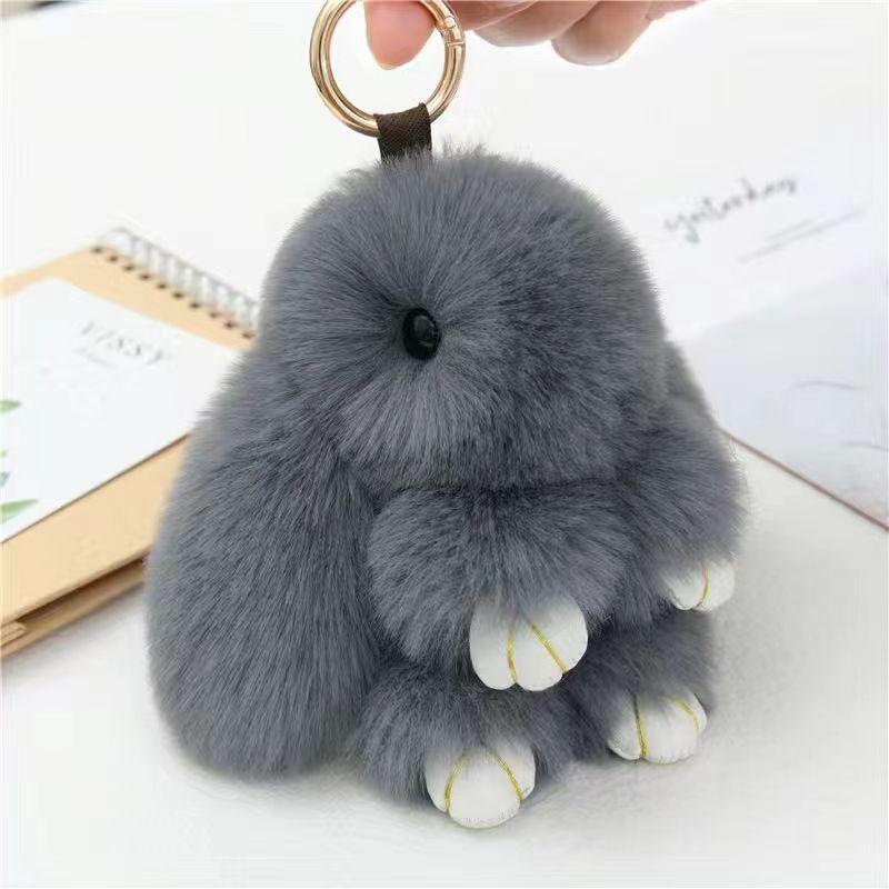 Mengmengtu Plush Rabbit Charm - Cute Faux Fur Keychain Pendant