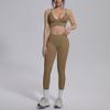 Seamless Yoga Workout Set Zip Jacket Sports Bra V-Waist Shorts Leggings Gym Fitness Outfit