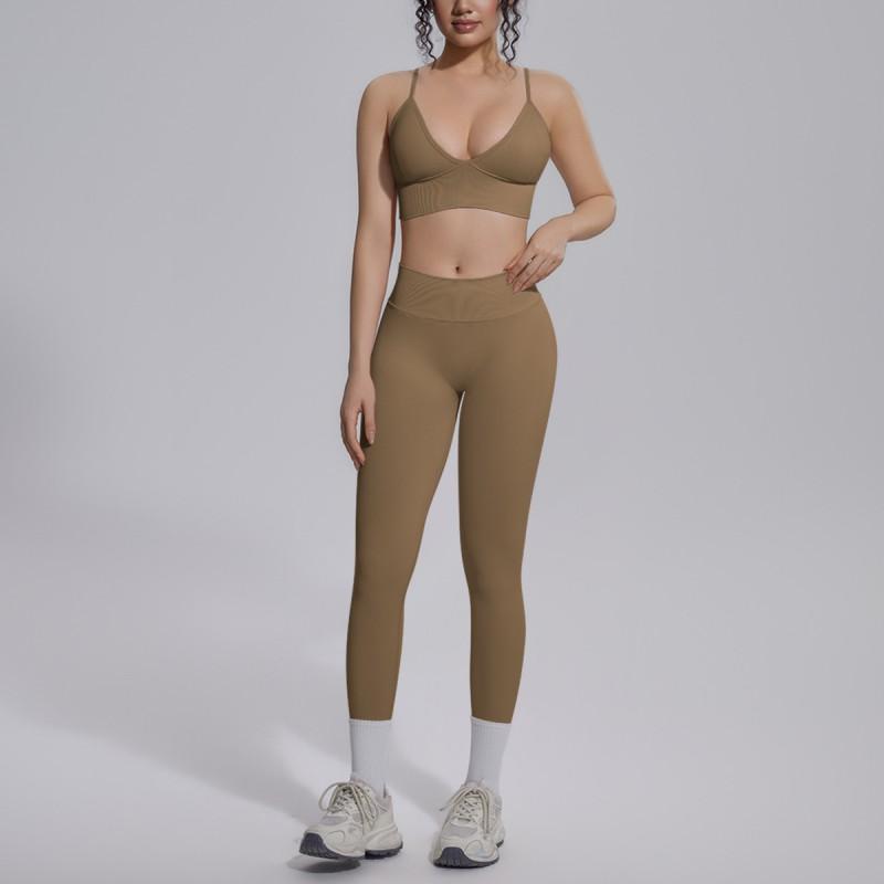Seamless Yoga Workout Set Zip Jacket Sports Bra V-Waist Shorts Leggings Gym Fitness Outfit