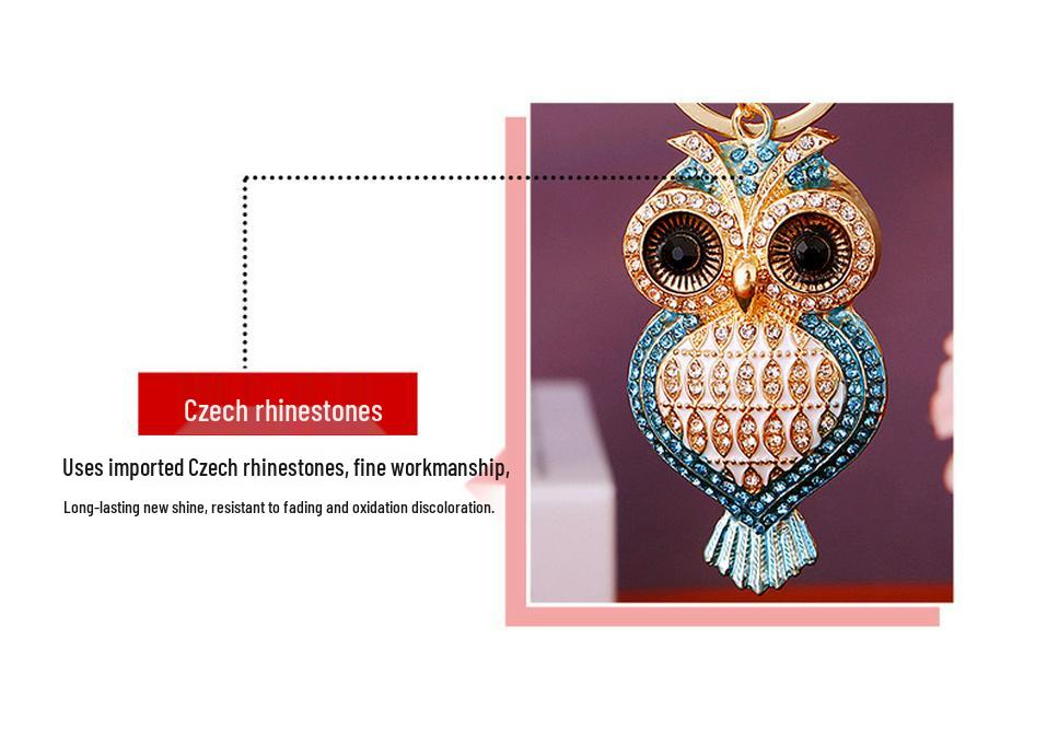 Crystal Diamond Owl Keychain Pendant - Cute Metal Ring Gift for Men, Women, Couples