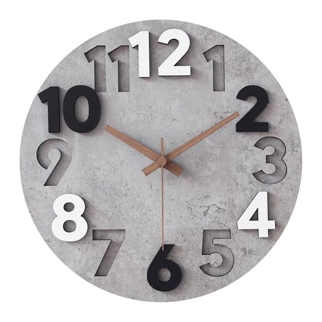 Silent Wall Clock with a Frameless 3D and a Diameter Stone Ideal for or Stylish, Popular, Nordic-inspired, Design, Large, Easy-to-read Numbers,