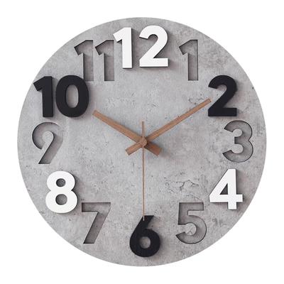 Silent Wall Clock with a Frameless 3D and a Diameter Stone Ideal for or Stylish, Popular, Nordic-inspired, Design, Large, Easy-to-read Numbers,