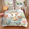 3pcs Cute Giraffe Riding a Bike Bedding Set - Includes Quilt Cover and Pillowcases, Suitable for All Seasons M043