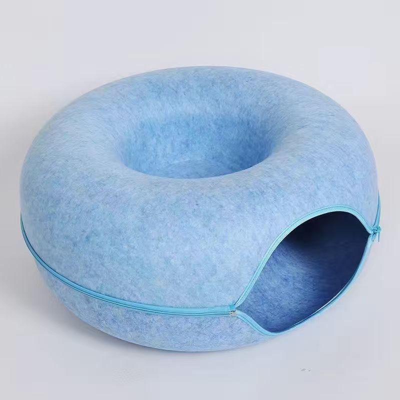 Interactive Round Small Cat Tunnel Nest Felt Kittens Bed House Scratcher Cat Donut Sleeping Pet Toy for Available in 4 colors