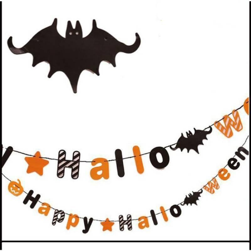 Pendant Flag Halloween Pumpkin Paper Art Party Scenes Layout Pennants Decoration