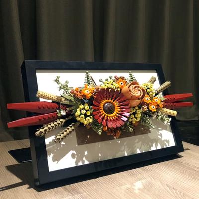 Bloques de Ladrillos de Flores Centro de Mesa de Flores Secas Bloques de Construcción Decoración de Pared Set de Manualidades para Adultos Juguete Regalo de Cumpleaños 10314