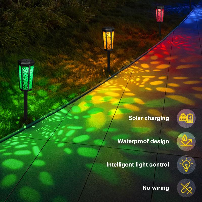 1/2/4pcs New Solar Energy Hollow Projection Lawn Lamp Courtyard Waterproof LED Landscape Lamp Outdoor Garden Floor Insertion Lamp Holiday Lighting