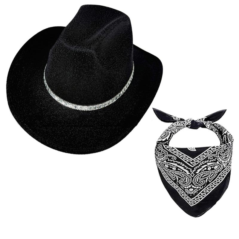 

Sparkling Cowboy Hats Heavy Crystal Rhinestones Hat for Bachelorette Party Cowboy Hats Bride Bandana for Actor Actress