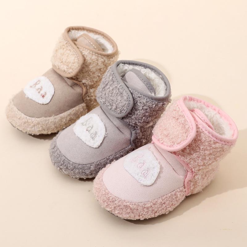 Chaussures d'hiver pour bébé premiers pas: 0-1 an, Chaud doublé polaire, Anti-chute, Bottes de neige mignonnes