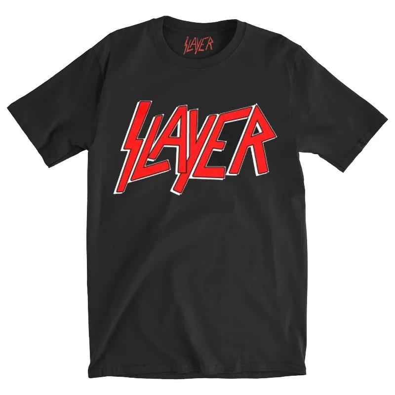 2024 Summer Fashion Men Print Slayer T Shirt O Neck Short Sleeve Band Casual T-shirt Oversize Loose American Street T-Shirt