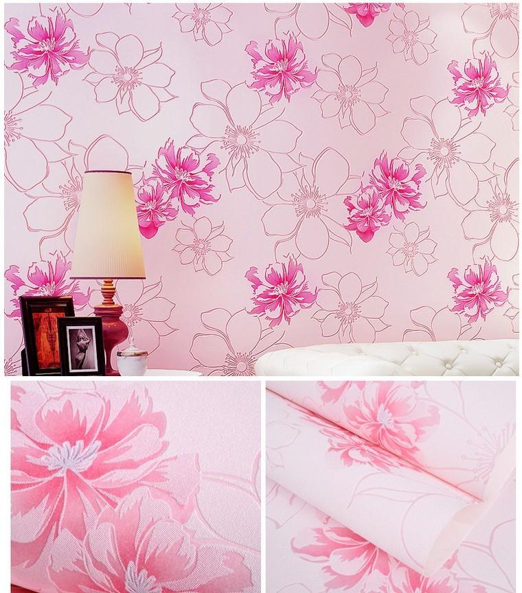 Euro Style Floral Wall Paper With Embossed Silk Fabric For Bedroom Decor