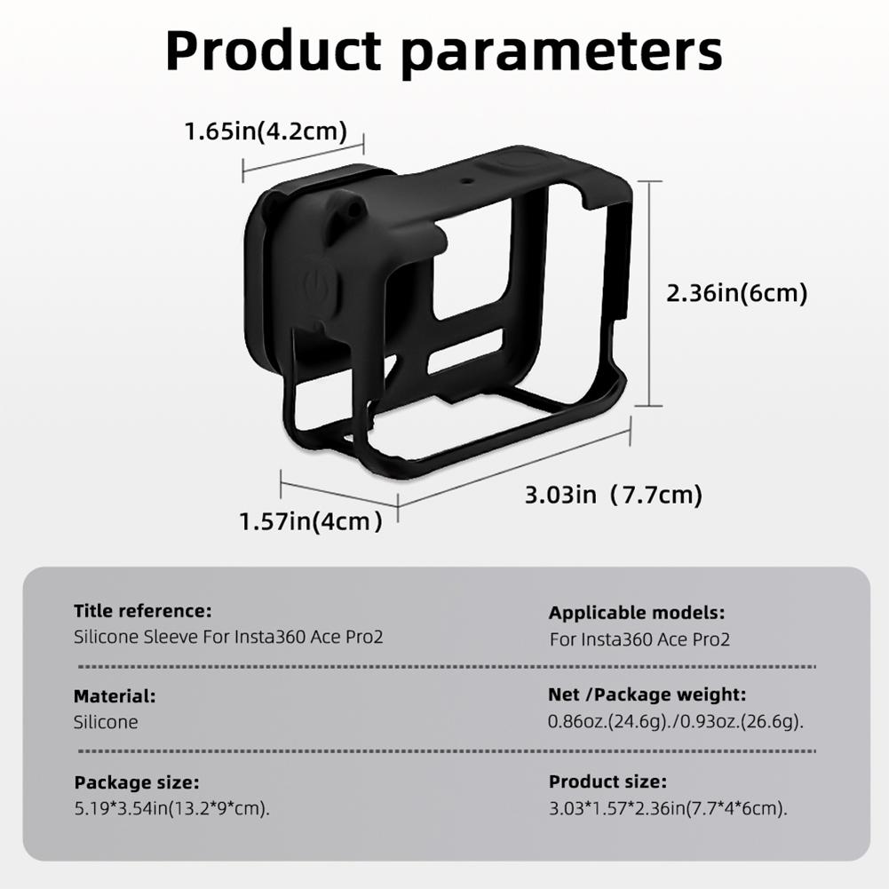 1-5Set Silicone Camera Case with Lens Cap Cover For Insta360 Ace Pro2 Rubber Camera Shell Anti-Scratch Sports Camera Accessories