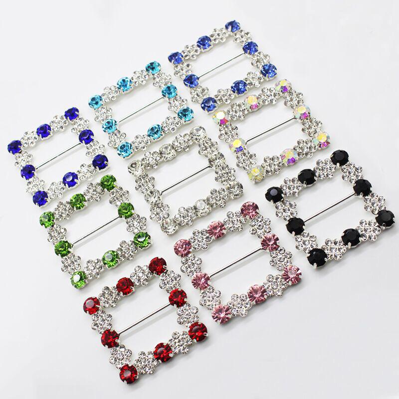 New 45X45MM 2Pcs Fashion Square Crystal Rhinestone Buckles Wedding Invitation Card Decoration DIY Hair Accessories