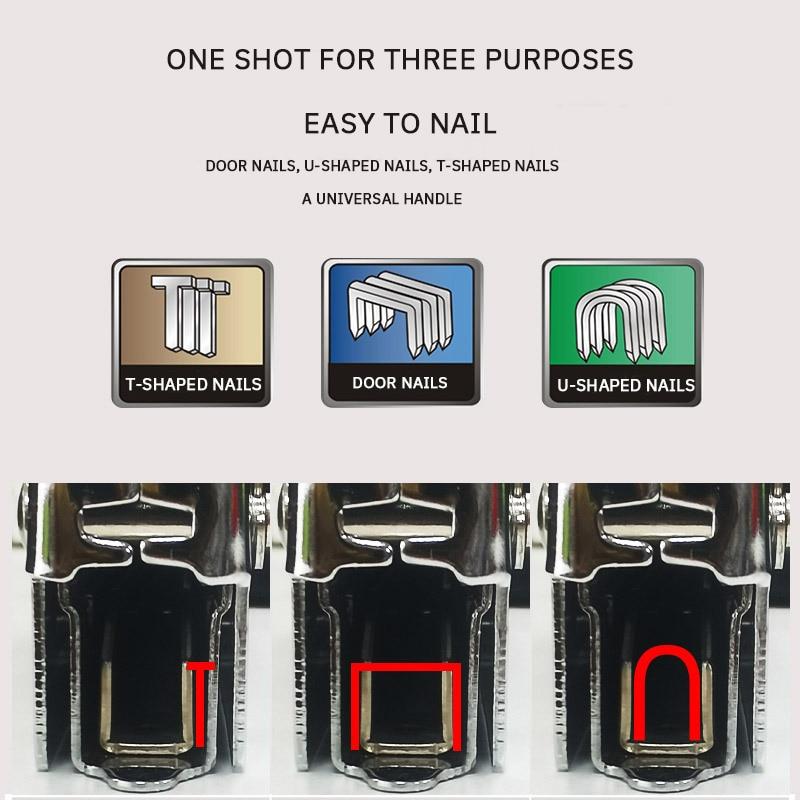 Four In One Nailing Machine Durable Portable Comfortable Universal Door Nail T Nail U Nail Straight Nail Manual Nail Gun 1PC