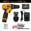 12-16V Wireless Handheld Electric Drill & Screwdriver with Lithium Battery