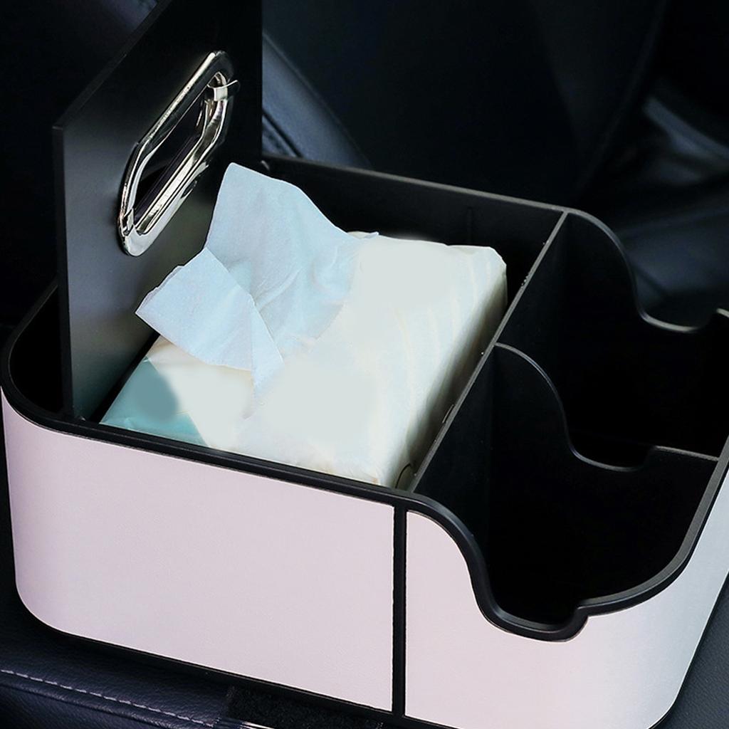 Center Console Leather Organizer Tray Car Armrest Extra Storage Box Tissue Holder Car Storage Box Car Seat Organizer