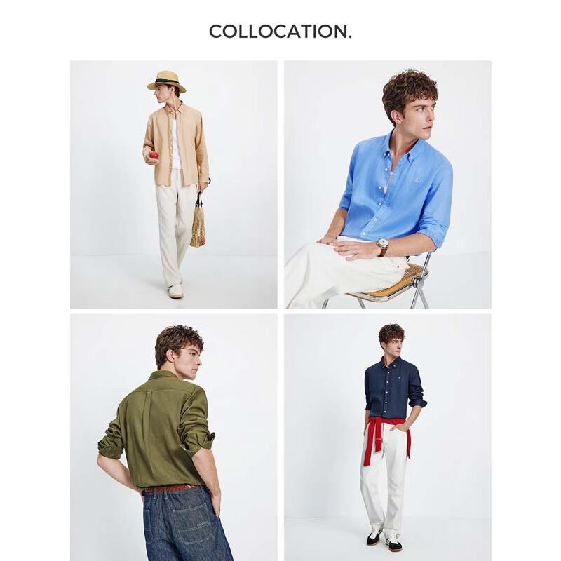 Navigare Men's Loose Linen Long Sleeve Shirt