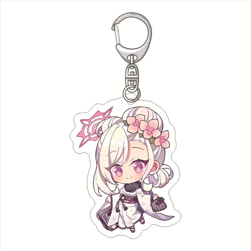 

Blue Archive Acrylic Keychain Schale Ornaments Aru Bag Accessories Pendant Shirako Hoshino Model Toys Key Ring Festival Gift 4cm