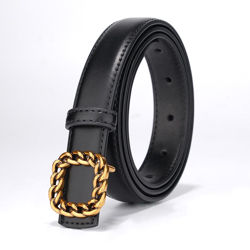 New Women's Belt, High-end Smooth Buckle Jeans Belt, Fashionable and Versatile, Genuine Leather Belt for Women