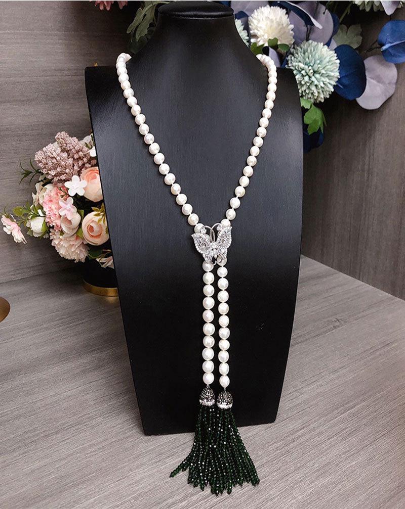 Cultured Pearl Versatile Sweater Chain Necklace - Exquisite Fashion Accessory for Elegant Looks