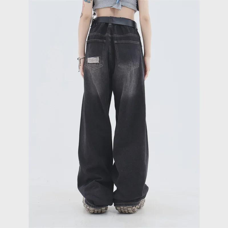 Summer Street Style Patchwork Hole Jeans for Men - Trendy Loose Fit Straight Pants
