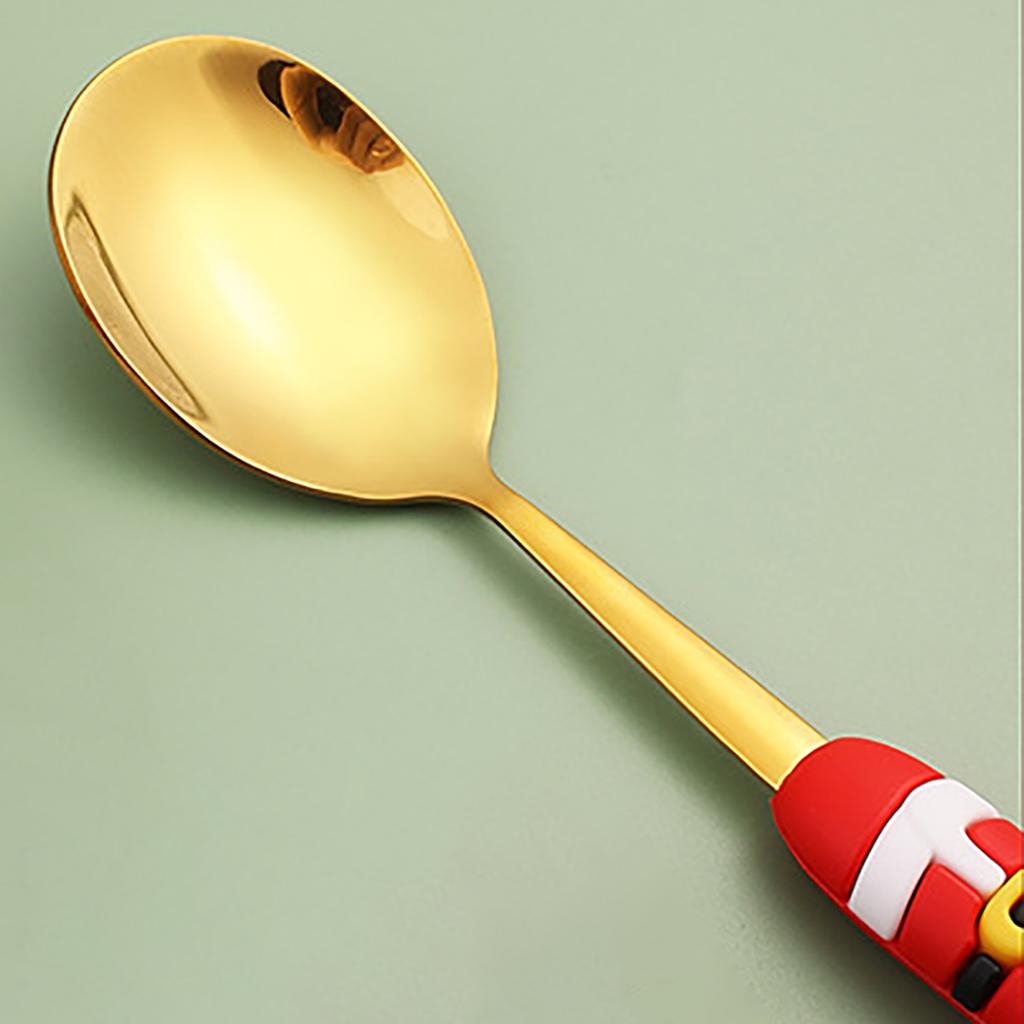 6pcs Stainless Steel Christmas Dinnerware Set Cake Fork Coffee Spoon Party Tableware Christmas Tree Moose Snowman Fork Spoon Set