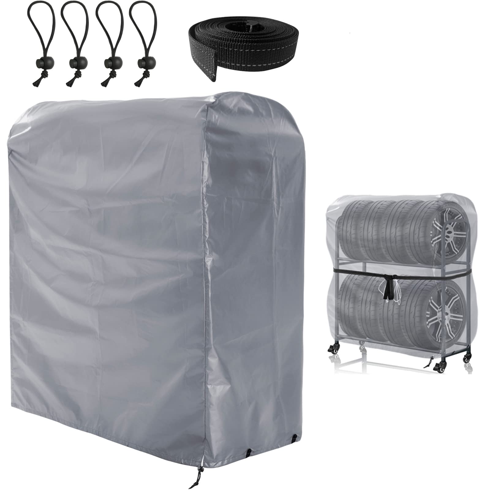 

Outdoor Waterproof Tire Rack Cover, Holds 8 Tires, 420D Thick, for SUVs, UV Protection, Durable, Prevents Deterioration and Dirt, Includes Storage Bag