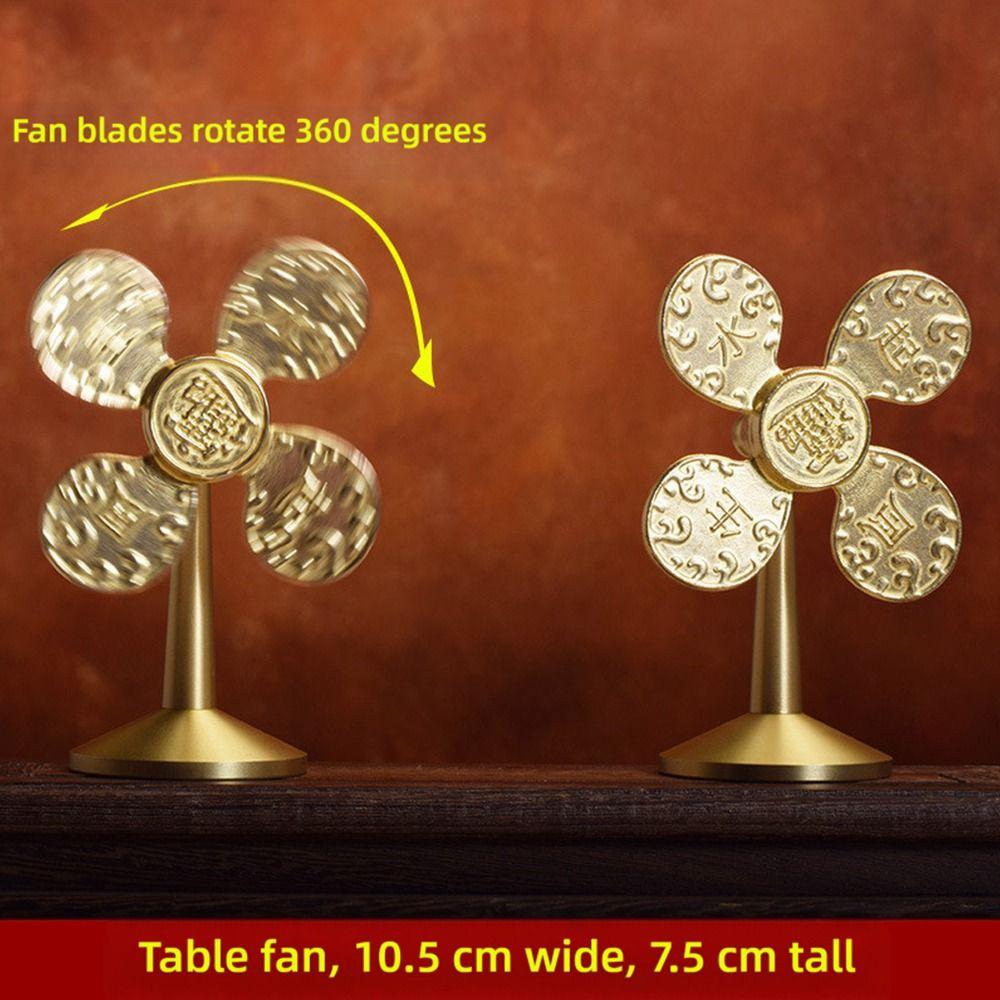 Creative Chinese Style Good Luck Ornaments Gold The Fung-shui Fengshui Fan Statues Alloy Desktop Figurine Home