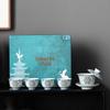 Hongyu Oriental Doucai Ceramic Gaiwan Tea Set with Lotus Design