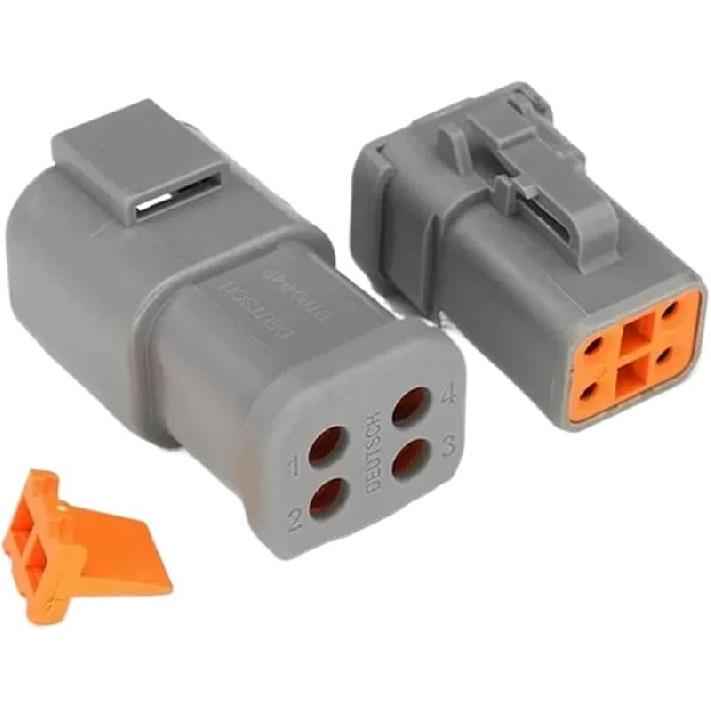 DTP 4 Pin Gray Male Female Waterproof Electrical Auto Connectors Plug DTP06-4S DTP04-4P(Color:4P Whole Set)