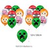 Minecraft Geburtstagsparty Zubehör Dekorationen Set Banner Kuchenaufsätze Luftballons Set für Jungen Mädchen Gaming-Themenparty