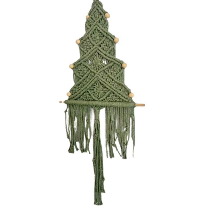 

Handmade Cotton Rope Weaving Christmas Tree Tassel Decoration Hanging Decoration Christmas Gift Bedroom Wall Decoration зелёный