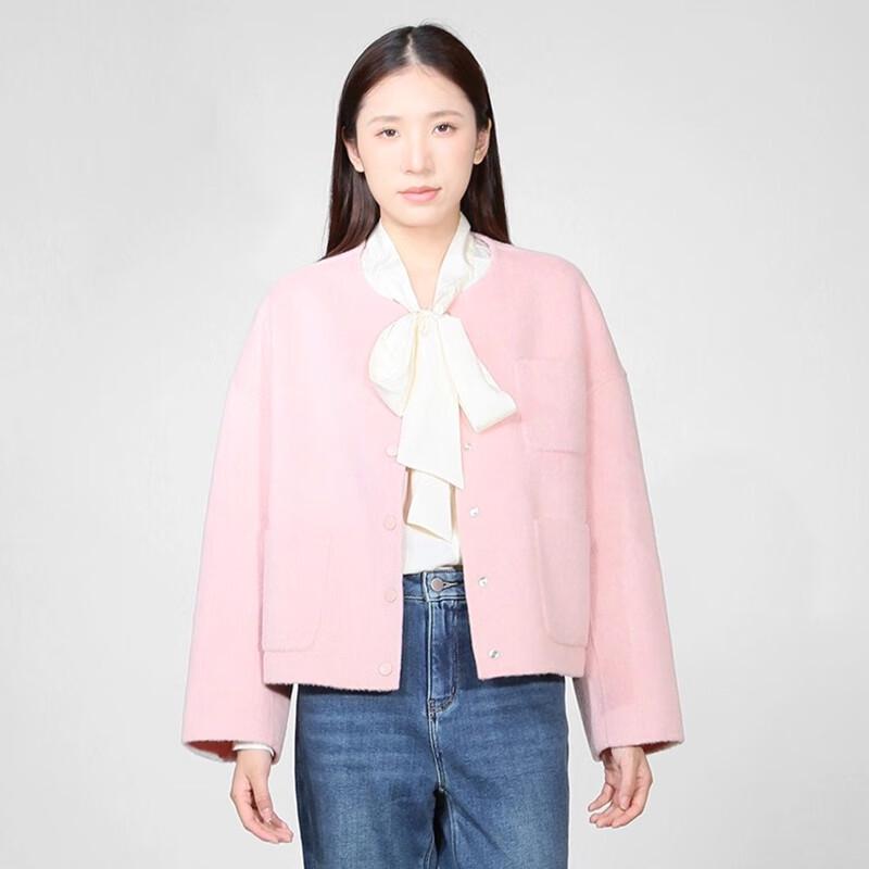 

Sweet basil Women s Round Neck Pocket Wool Coat L