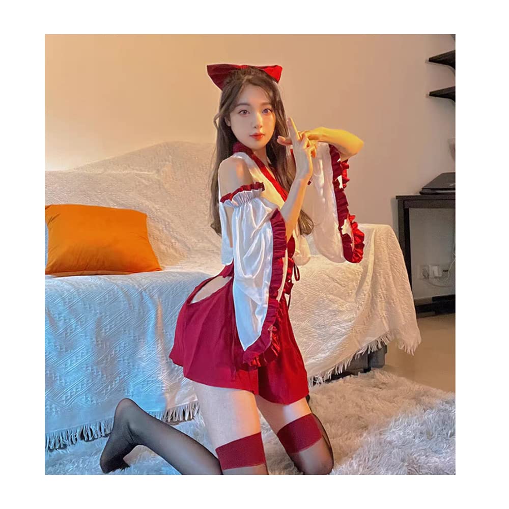 SHLYMP Shrine Maiden Clothes Shrine Maiden Girl Sexy Cosplay Erotic Extreme Erotic Japanese Clothes Shrine Maiden Babydoll Lingerie Underwear Bikini