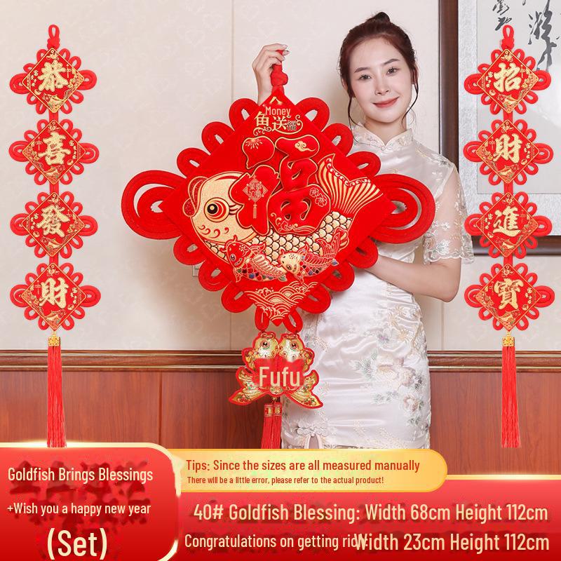 Luxusní přívěsek čínského uzlu se zlatou rybkou pro novoroční požehnání a dekoraci při kolaudaci