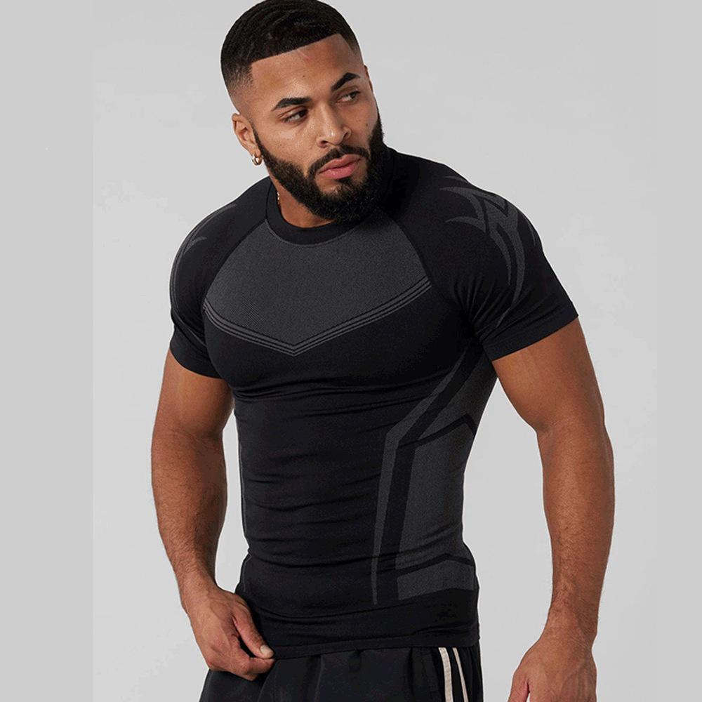 YOUNGAL Men's Fitness Training Shirt: Breathable, Sweat-Absorbent, Long/Short Sleeve Options