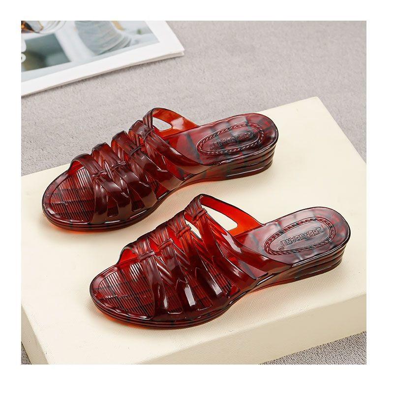 Fashion New Low Heel Wedged Sandal Female Jelly Shoes Women's Summer Slides  Outdoor Transparent Slipper Woman Non Slip Clear Sandals