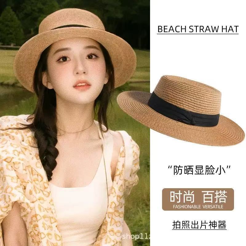 Lace Big-brimmed Straw Hat Bow Hat Women's New Summer Sunscreen Straw Hat Seaside Vacation Sun Hat
