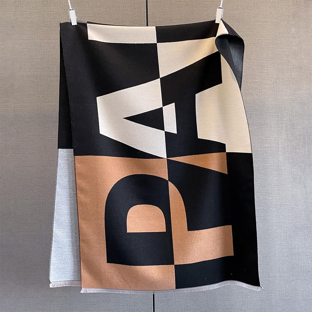 Winter Scarf For Women Long Warm Cashmere Scarves Letter Lady Shawl Wrap Double Sides Female Pashmina Bandana Scarf