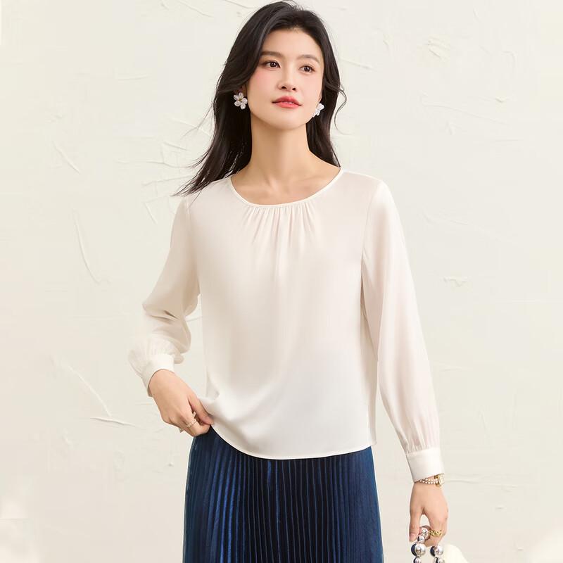 

Jinjuan Women s Silk Round Neck Long Sleeve Shirt XXL