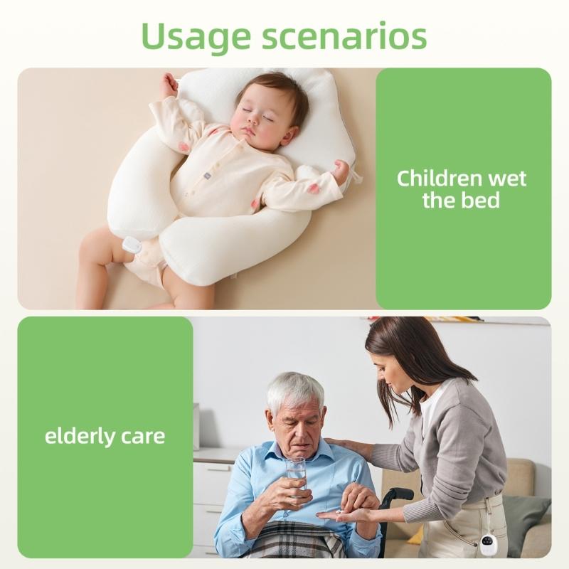 Rechargeable Bed Wetting Alarm Night Urine Alarm for Children and Elderly Feature Music Lighting Vibrating Alerts