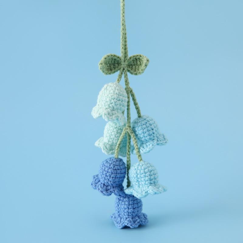 Bell Orchid Crochet Flowers Pendant Car Mirror Pendant Bag Decor Artificial Flowers Decoration Gift