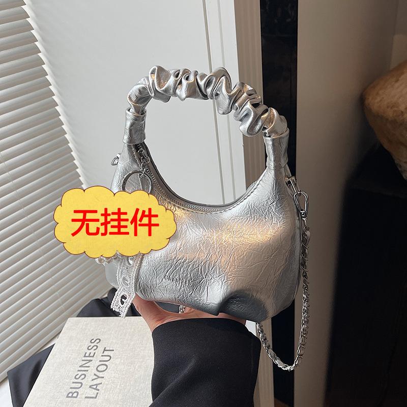 Original niche design chain silver underarm bag light luxury popular bag 2025 new women's messenger bag