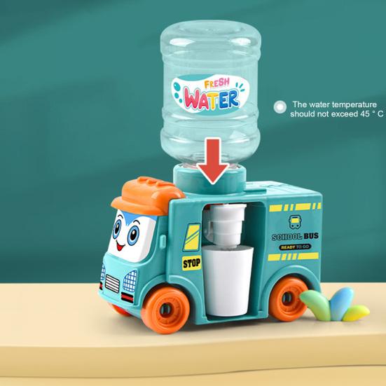 Mini Water Dispenser Bus 2 In 1 Press To Get Water Out Bottle Replaceable Pretend Play Funny Kids Water Dispenser Toy Children Gift